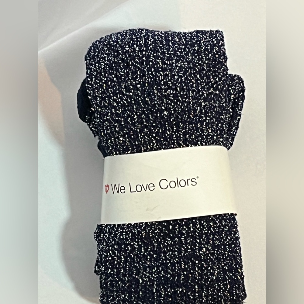 NWT Women’s WE LOVE COLORS Lurex Glitter Fishnet Stockings One Size